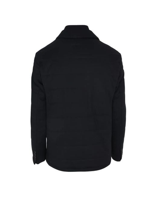 Corneliani Black Outdoor Button-Up Padded Jacket for men