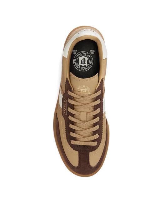 Polo Ralph Lauren Brown Side Stripes Bedford Leather Sneakers