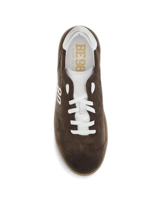 Be980 Brown Harvard 1 Suede Logo-Embroidered Sneakers