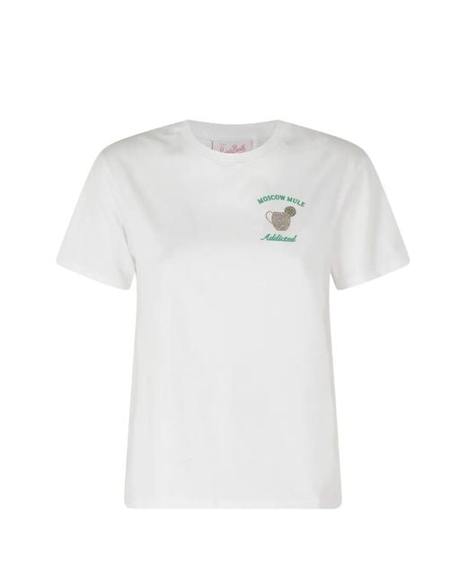 Mc2 Saint Barth White Emilie Crystal-Embellished T-Shirt