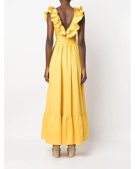 Philipp Plein Yellow Ruffle-Detail Cotton Dress