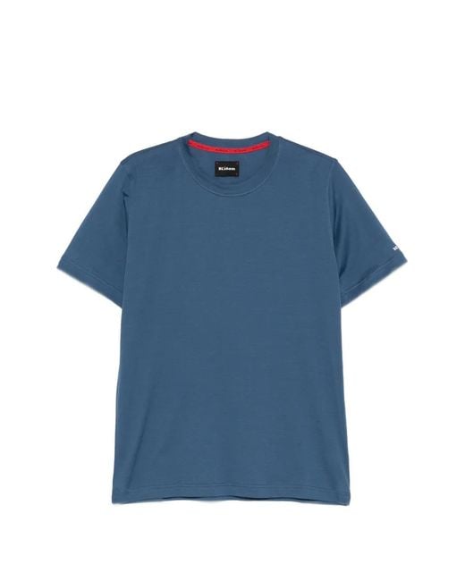 Kiton Blue Logo-Embroidered T-Shirt for men