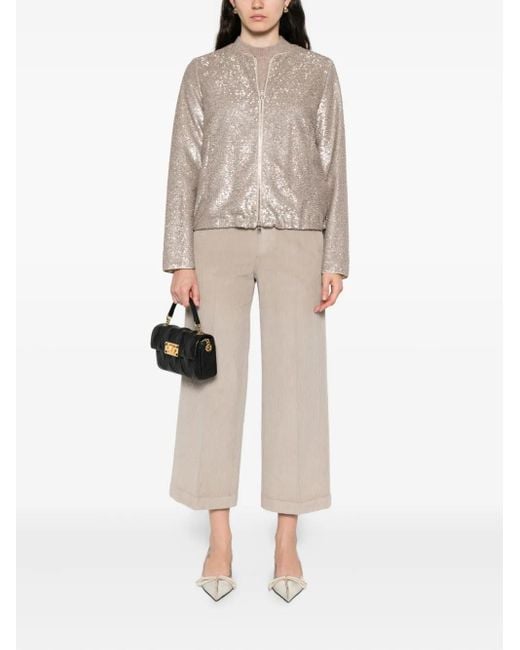 Herno White Sequinned Zip-Up Jacket