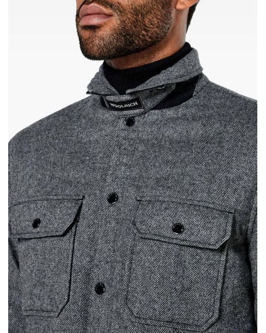 Woolrich Hemdjacke mit Fischgrätenmuster in Gray für Herren