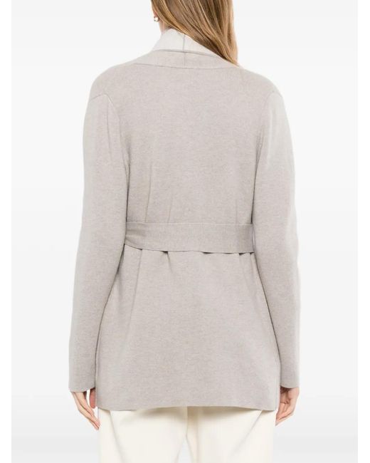 N.Peal Cashmere White Milano Belted Cardigan