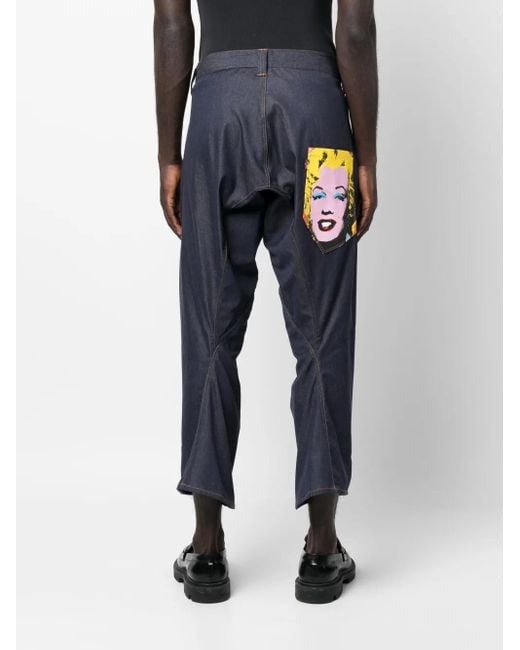 Junya Watanabe Blue Drop-Crotch Cropped Jeans for men