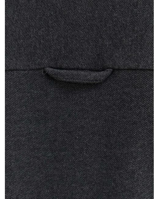 American Vintage Black Long-Sleeve Button-Placket Polo Shirt for men