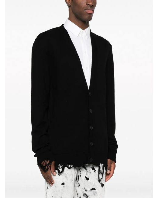 Givenchy Black Intarsia Detail Cotton Cardigan for men