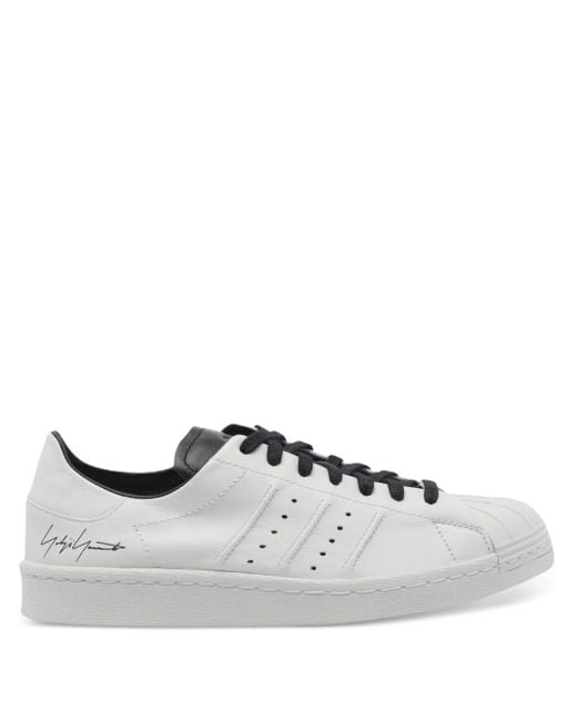 Y-3 Gray Superstar Perforated-Detail Logo Sneakers