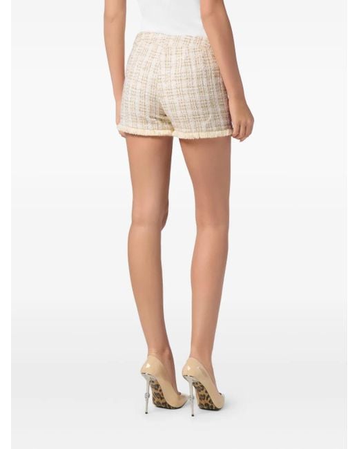 Philipp Plein Natural Tweed Hot Pants