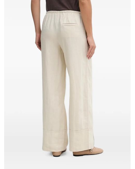 Benetton Natural Drawstring Linen Trousers