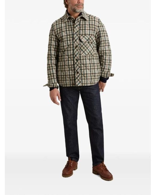 Woolrich Natural Checked Quilted Jacket for men