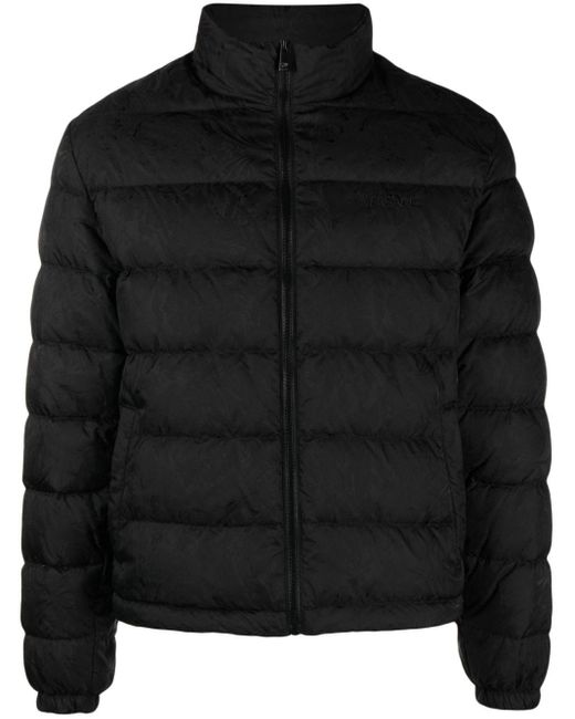 Versace Black Barocco-print Quilted Jacket for men