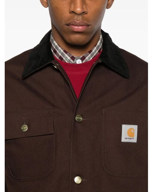 Carhartt Brown Corduroy-Collar Button-Fastening Jacket for men