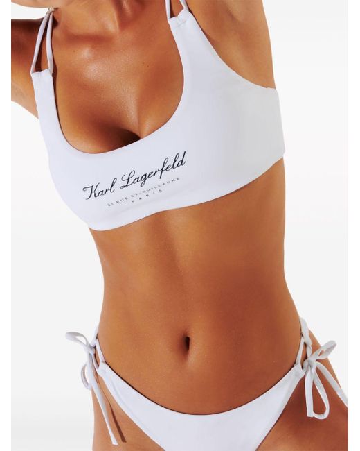 Karl Lagerfeld White Hotel Karl Bandeau Bikini Top