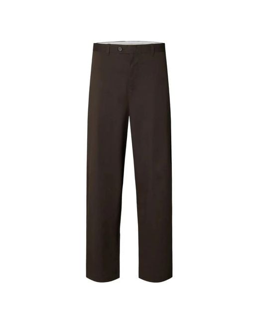 SELECTED Black Wide-Leg Trousers for men