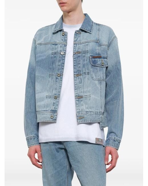 Feng Chen Wang Blue X Lee Light-Wash Panelled Denim Jacket for men