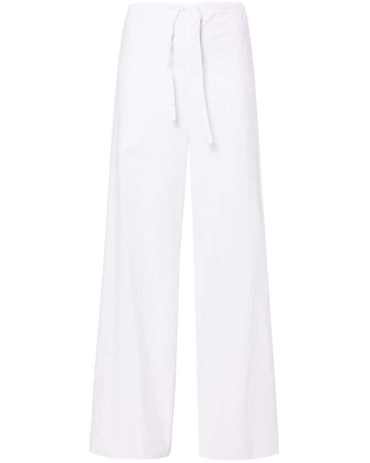 The Row White Jugi Straight-leg Trousers - Women's - Cotton