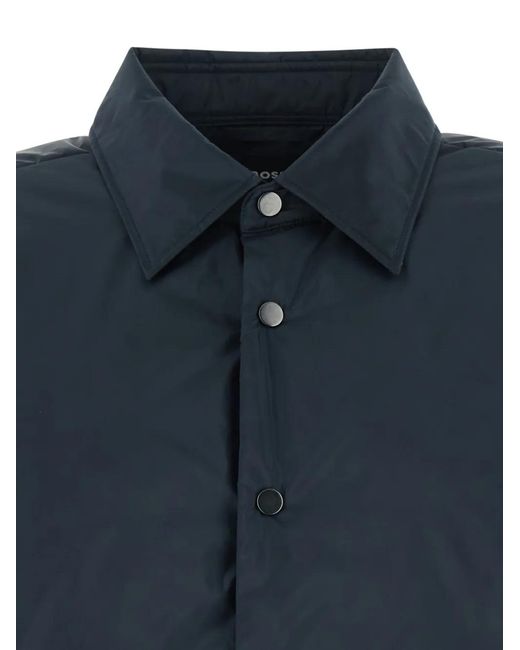 Boss Blue Regular-Fit Overshirt With Padding for men