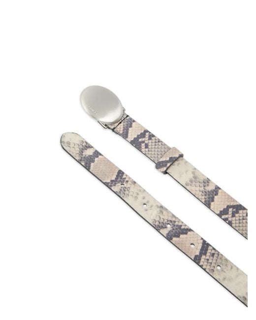 Pinko White Python-Print Belt With Oval Buckle, 2 Cm