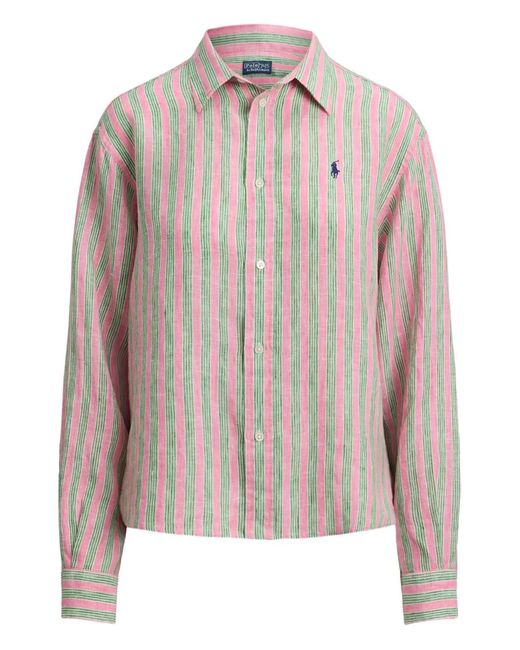 Polo Ralph Lauren Pink Striped Linen Shirt