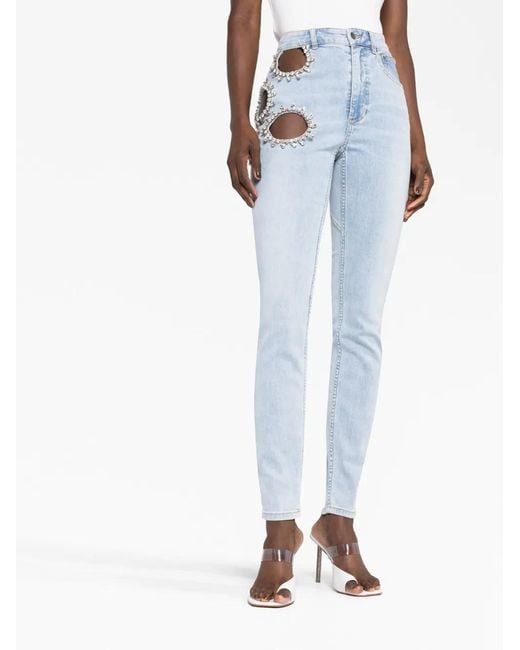 Area Blue Crystal-Embellished Jeans