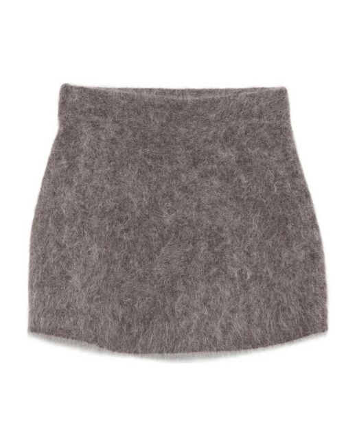 Soft Goat Gray Woven Skirt Midi