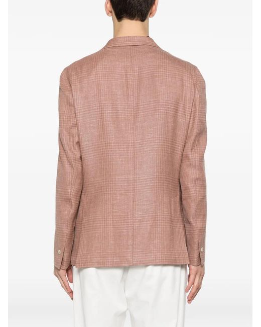 Eleventy Pink Single-Breasted Check Blazer for men