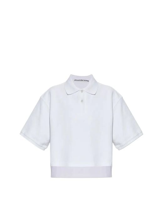 Alexander Wang White High-Low Oversized Polo Top