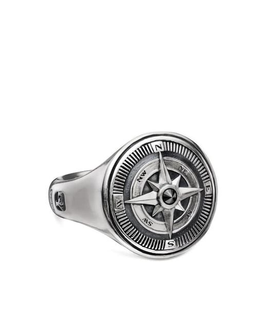 Anillo Maritime Compass en plata de ley con diamante negro David Yurman de hombre de color Black