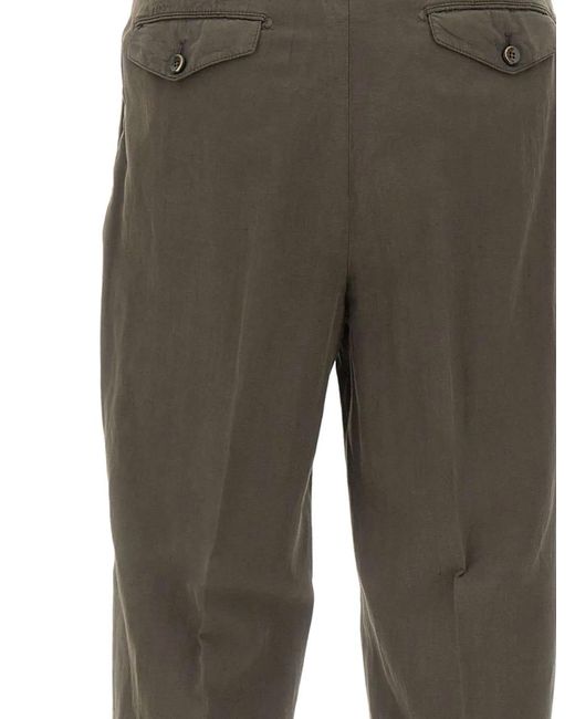PT Torino Gray Flap-Pocket Tailored Trousers for men