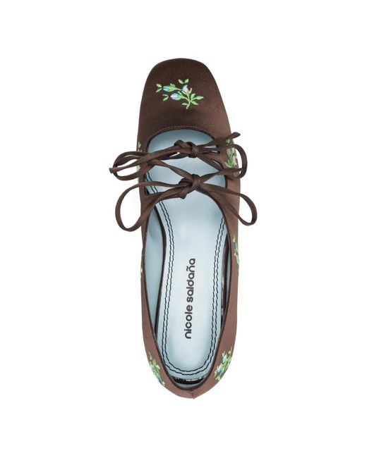 Nicole Saldanã Brown Isabel Floral-Embroidered Pumps