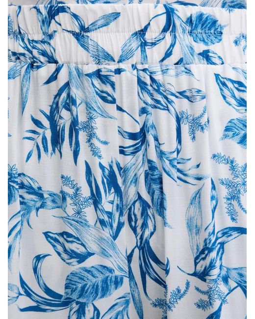 Melissa Odabash Blue Leaf-Print Trousers