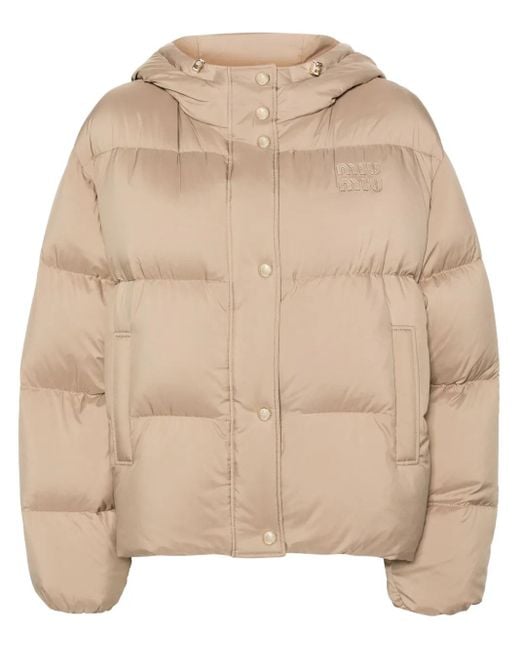 Miu Miu Natural Logo-Appliqué Jacket