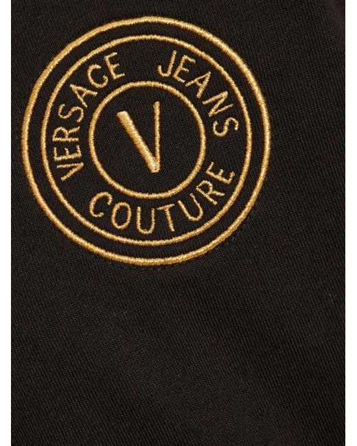Versace Jeans Couture Black Logo-Embroidered Hoodie for men
