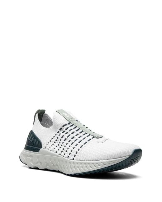 Nike White React Phantom Run Flyknit 2 "Platinum Tint/Dark" Sneakers