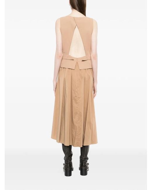Karl Lagerfeld Natural Robe Mi-Longue À Taille Ceinturée