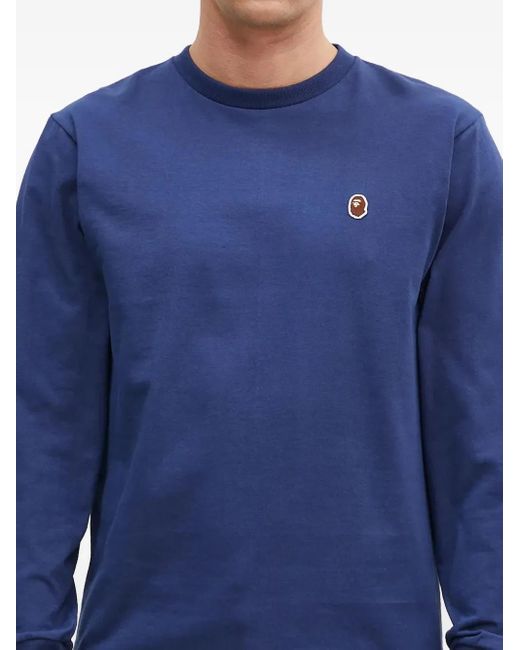 Felpa One Point Con Applicazione di A Bathing Ape in Blue da Uomo