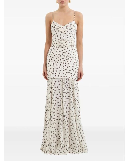 Rebecca Vallance White Candice Polka-Dot Pleated Maxi Dress