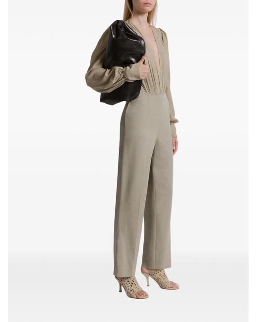 Alberta Ferretti Gray High-Waisted Trousers