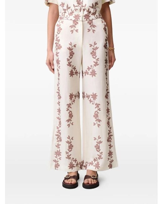 Claudie Pierlot White Floral Wide-Leg Trousers