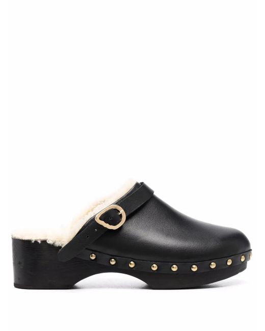 Ancient Greek Sandals Black Closed Leather Clogs