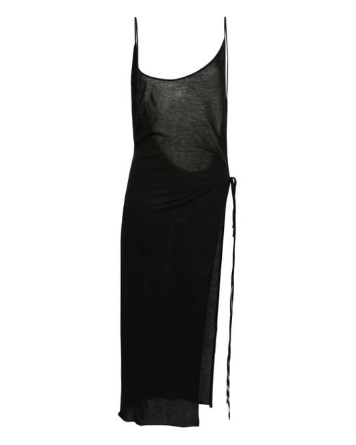 The Attico Black Open-back Cotton Midi Dress