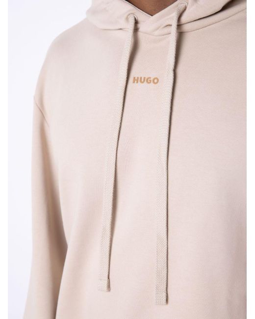 HUGO Natural Dapo Logo-print Cotton Hoodie for men