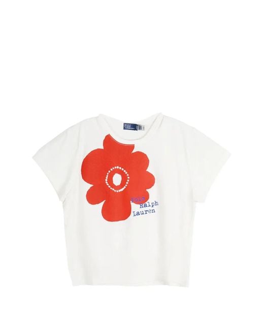 Polo Ralph Lauren White Floral-Print T-Shirt