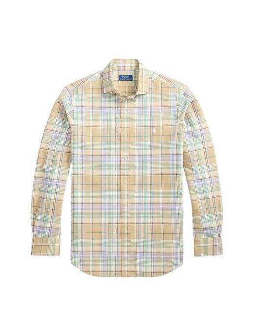 Polo Ralph Lauren White Plaid-Check Embroidered-Logo Shirt for men