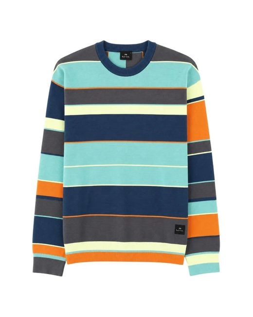 Paul Smith Blue Striped Cotton Sweater for men