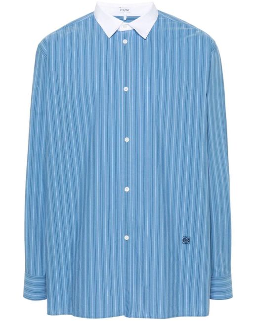 Loewe Hemd mit gestreiftem Kontrastkragen in Blue für Herren