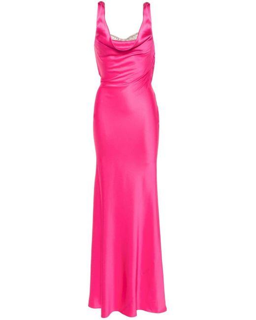 GIUSEPPE DI MORABITO Pink Cowl-neck Crepe Maxi Dress