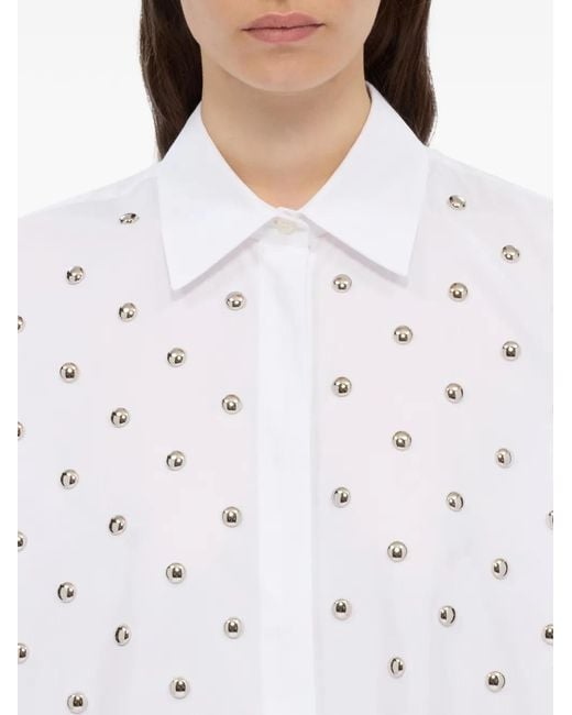 MSGM White Stud-Embellishment Shirt